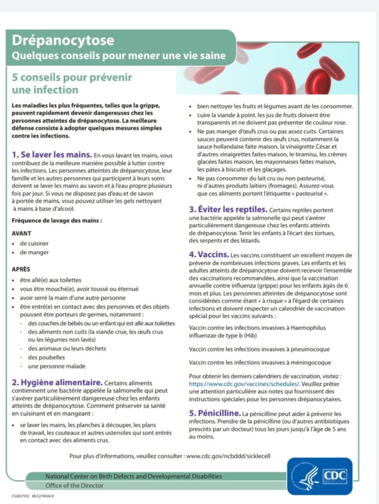 Drépanocytose - 5 conseils pour prévenir une infection